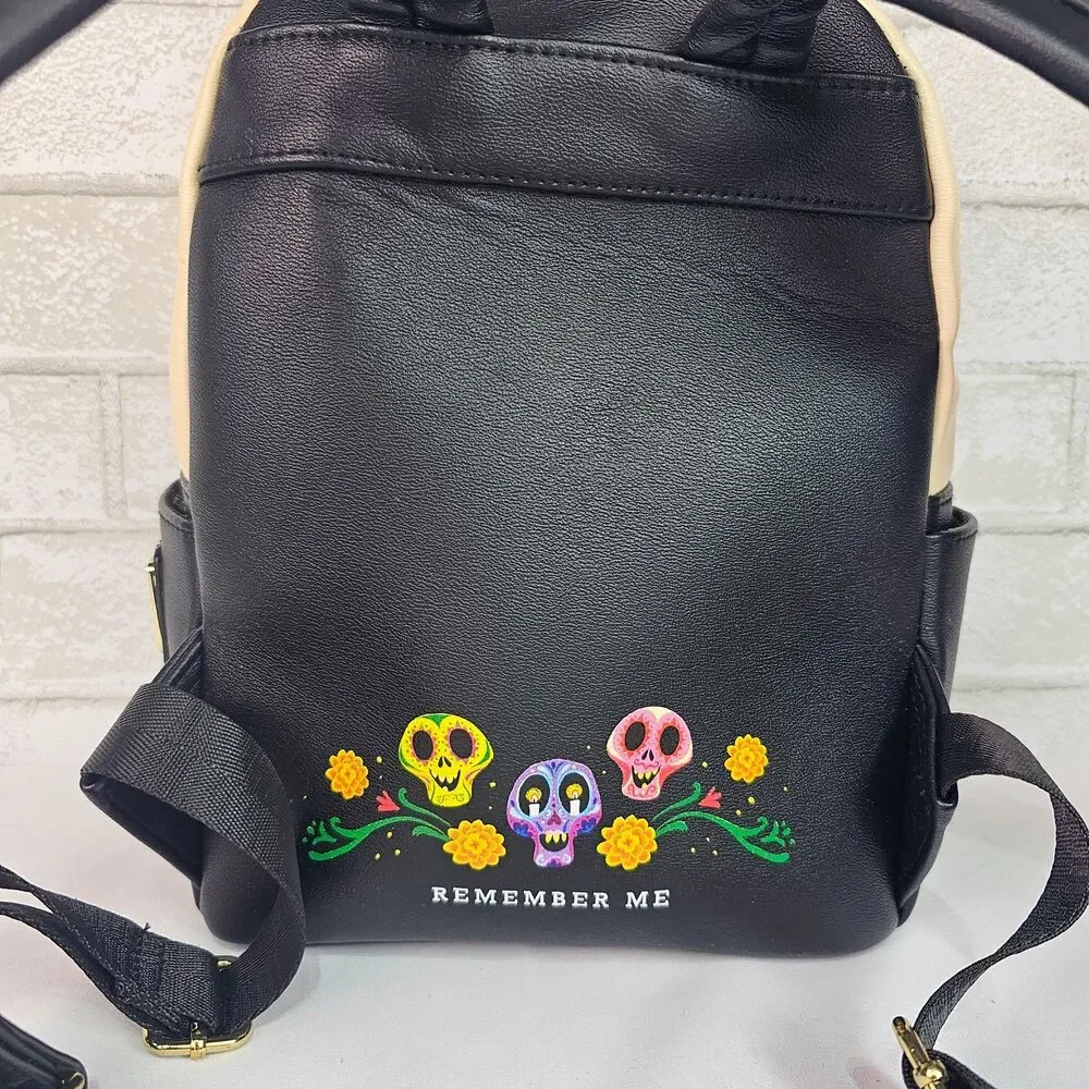Loungefly Pixar Coco Marigold Floral Mini Backpack Cream Black Disney Bag